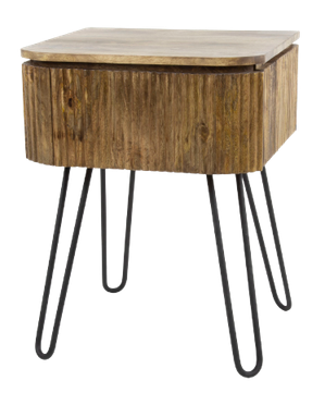 Hairpin walnut bedside table